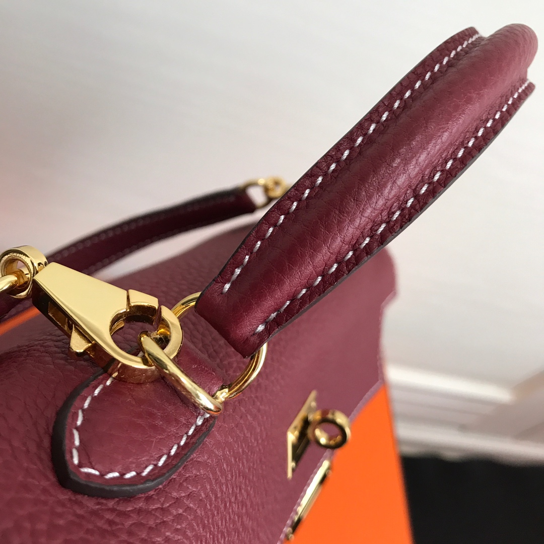 Hermes Kelly 32cm Handbag Shoulder Bag in Burgundy Togo Leather